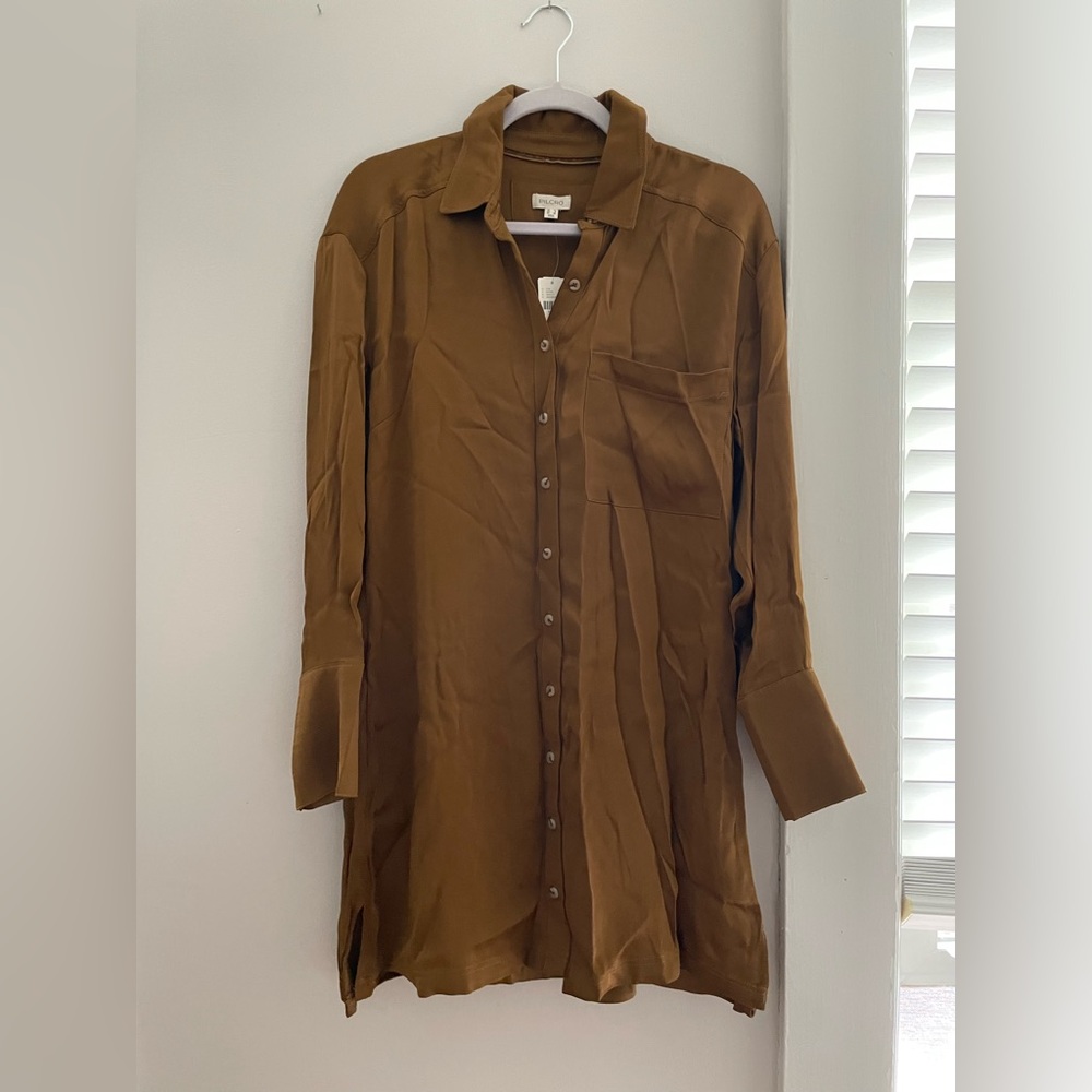 Anthropologie pilcro copper Button-Up Shirt Dress